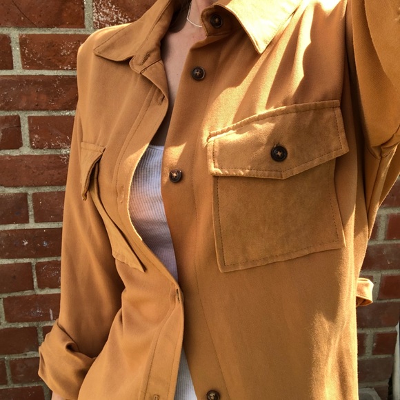 Mustard Cuffed Long Sleeve and Faux Suede Pockets! - Picture 8 of 8
